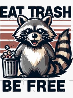 Eat trash be free raccoon sticker